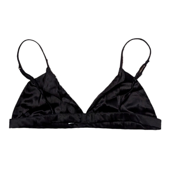 NWOT Silk Silky Mulberry Silk Blend Black Adjustable Strap No Padding Bra - Picture 2 of 7